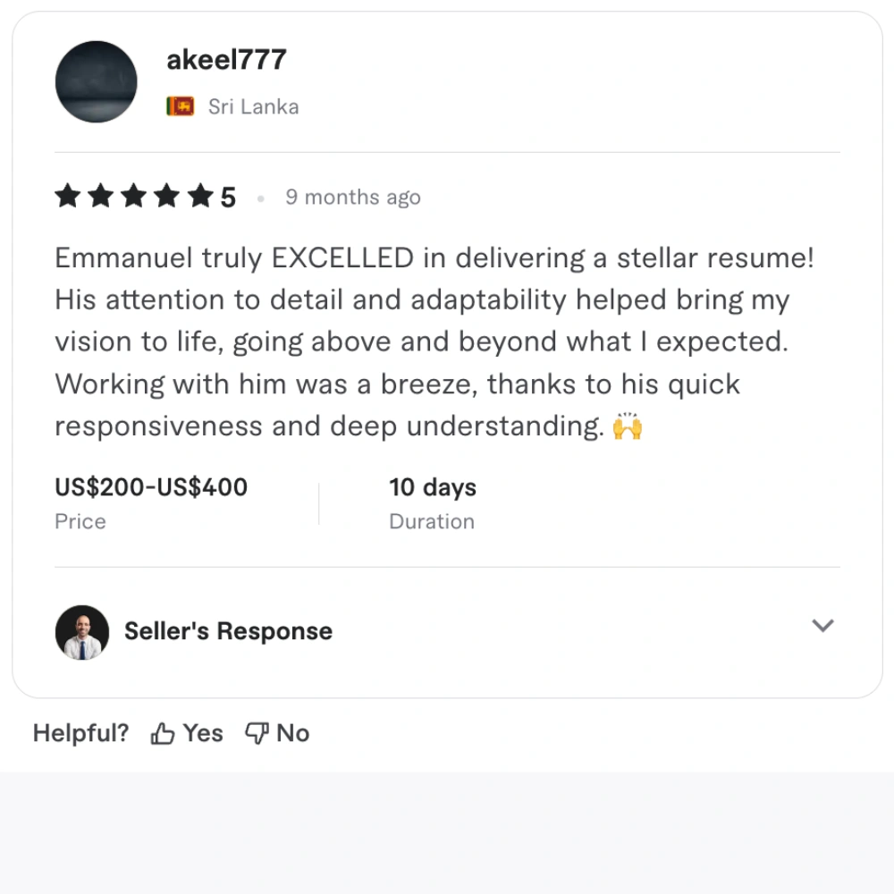 Client review of the engineering resume writing service