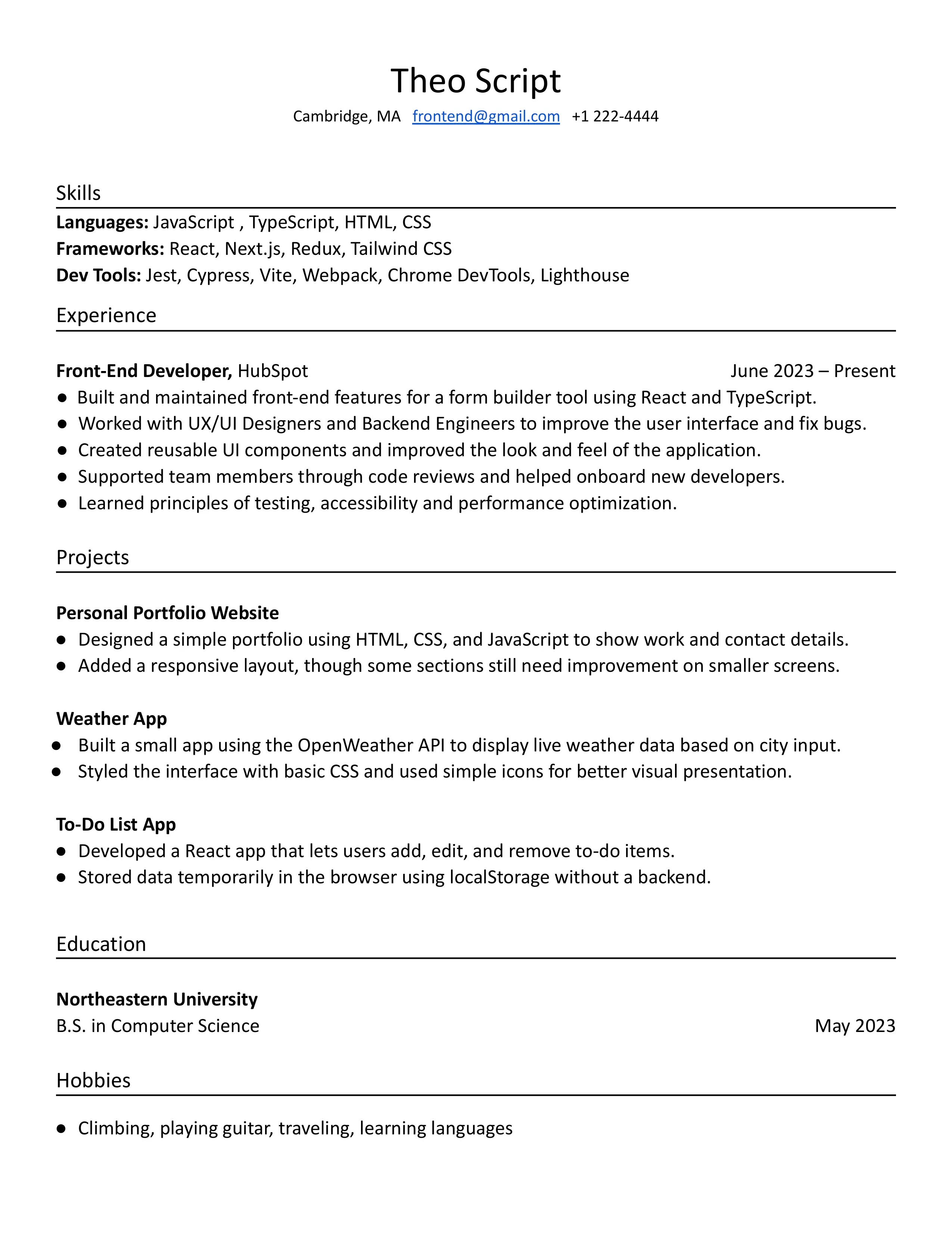 Resume before improvement
