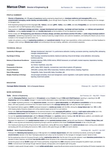 Director of Engineering resume template preview
