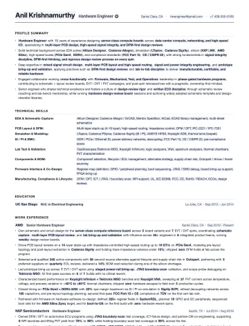 Hardware Engineer resume template preview