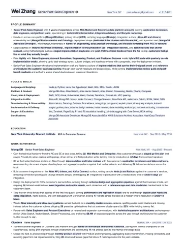 Post-Sales Engineer resume template preview