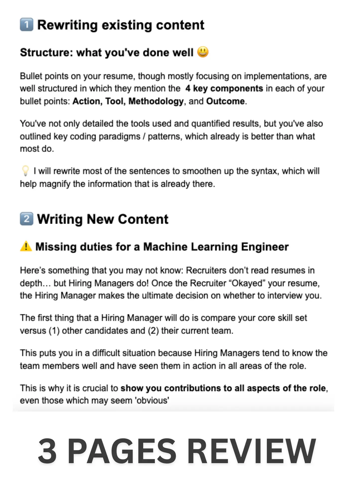 resume review screenshot